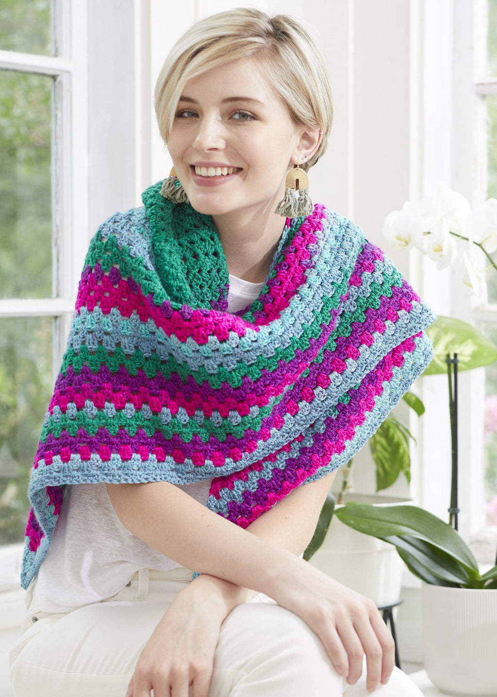 Ferris Wheel Granny Square Shawl Crochet Pattern