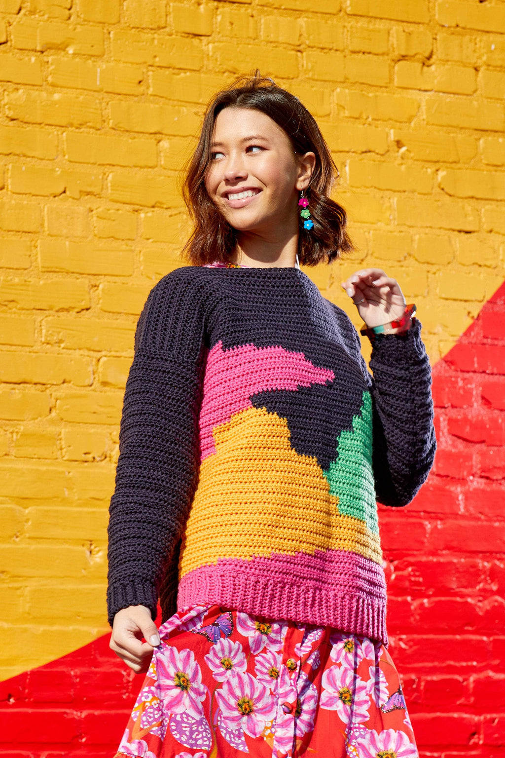 Women Multicolour Get Back Knit Intarsia Jumper