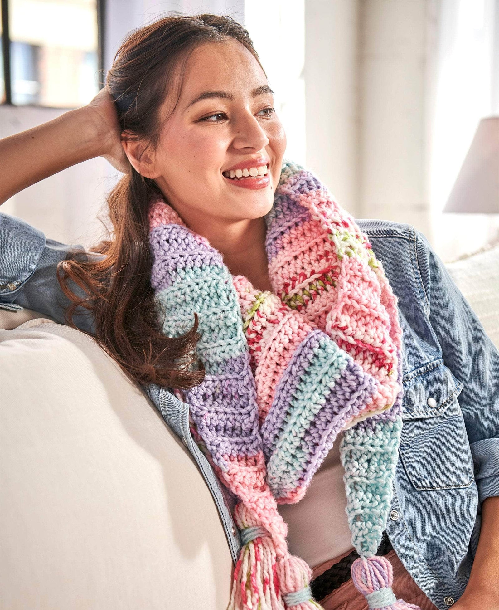 phingerin scarf ステッチ　25aw Floral Strands Sideways Scarf – Premier Yarns