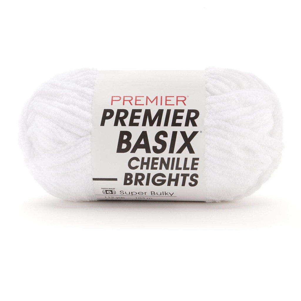 Premier Yarns Basix Chenille Brights Yarn - 5.3 oz - #6 Super Bulky Weight - 3 Pack Bundle with Bella's Crafts Stitch Markers (Winter White)
