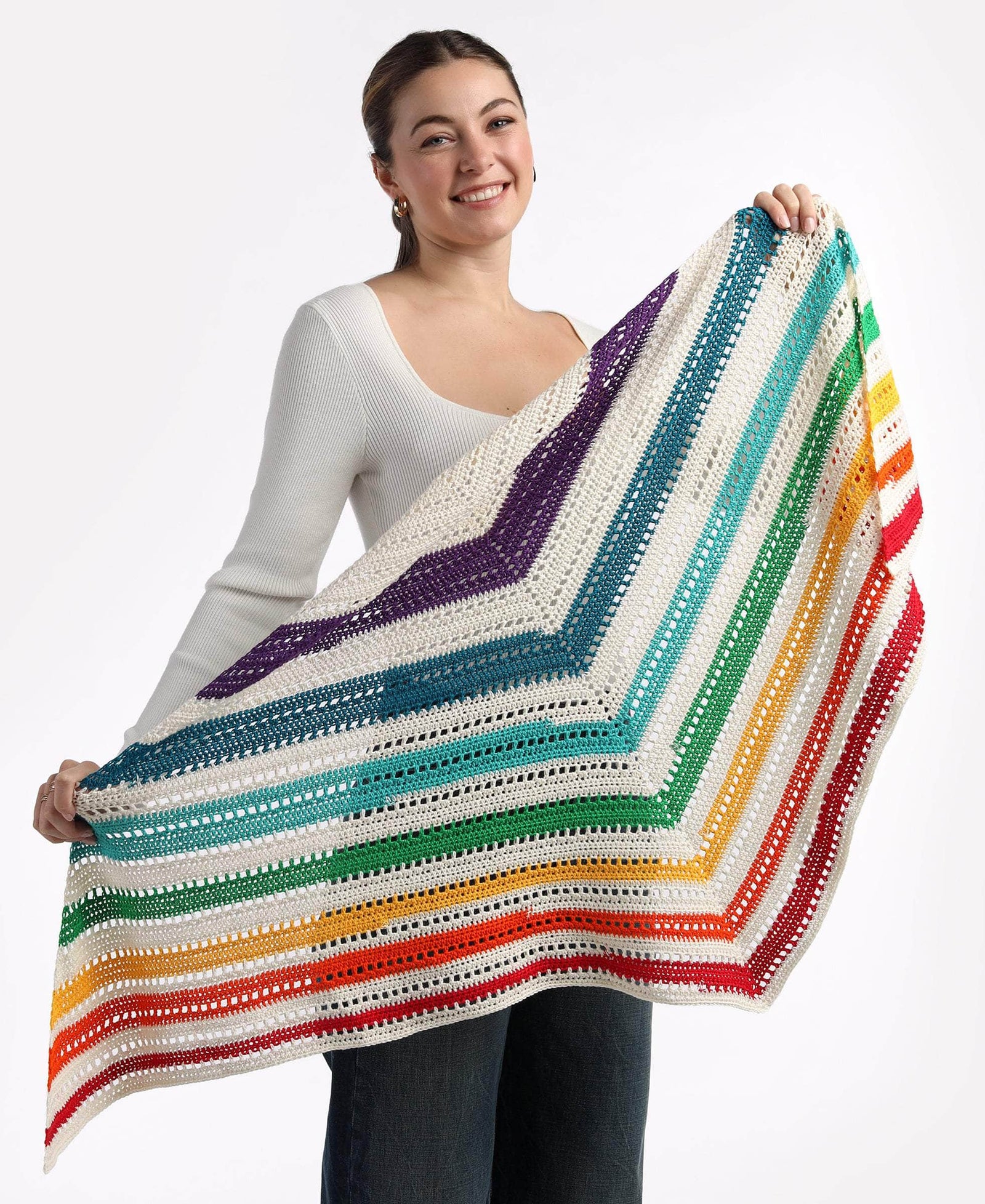 Stripes and Eyelet Shawl – Premier Yarns