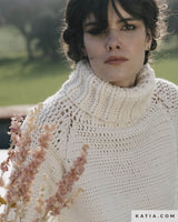 High Neck Crochet Raglan Sleeve Sweater