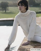High Neck Crochet Raglan Sleeve Sweater