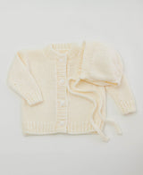 Knit Bonnet and Cardigan Set