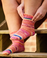 Toe Up Striped Crew Socks