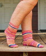 Toe Up Striped Crew Socks