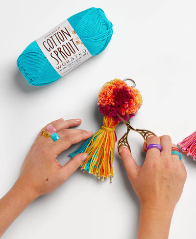 Blush Pom Pom Butterfly Keychain