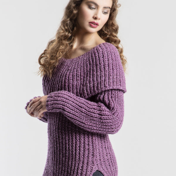 Chunky knit cowl neck sweater discount