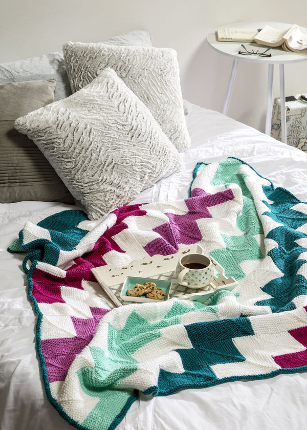 Diagonal Stripe Mitered Square Blanket