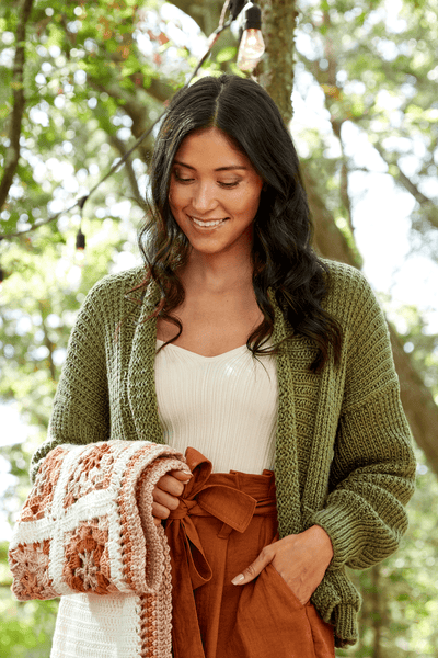 Green knitted cardigan best sale