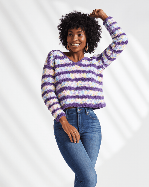 V-Neck Crochet Pullover